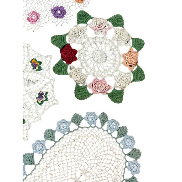 10 Piece Vintage Doily Doilies Lot Table Granny Farmhouse Crochet Floral - Picture 4 of 10